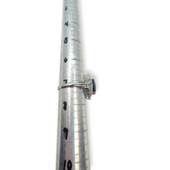 Sterling Silver Ring Blue White Sapphire Size 7.25 - Picture 8 of 11